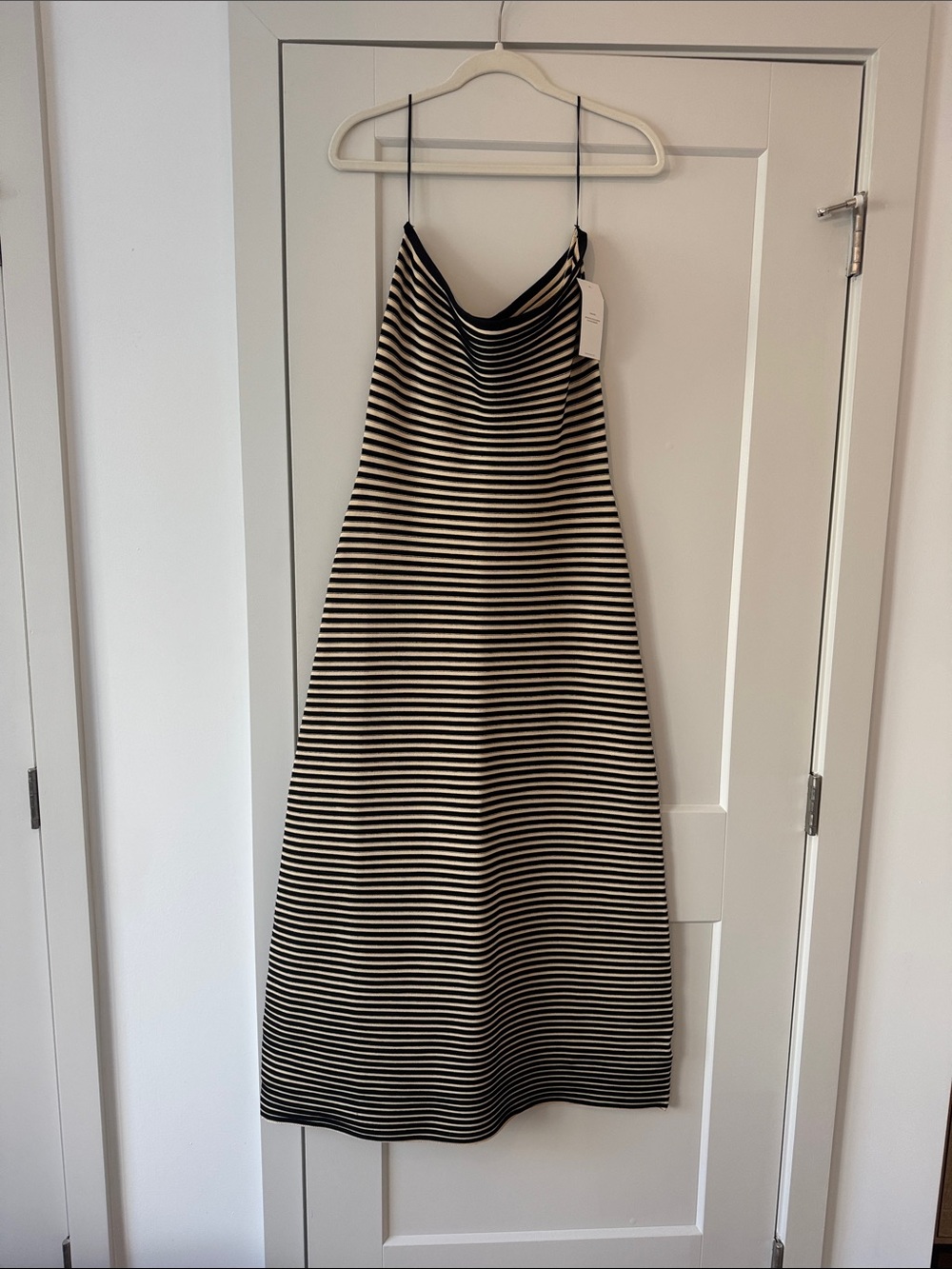 The Wolf Hang Striped Black and White Midi Slip/tube dress